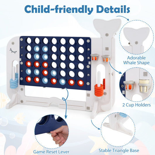 Giant 4-to-Score Game Set Jumbo Connect Four Game with Ring-toss-Navy