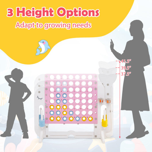 Giant 4-to-Score Game Set Jumbo Connect Four Game with Ring-toss-Pink