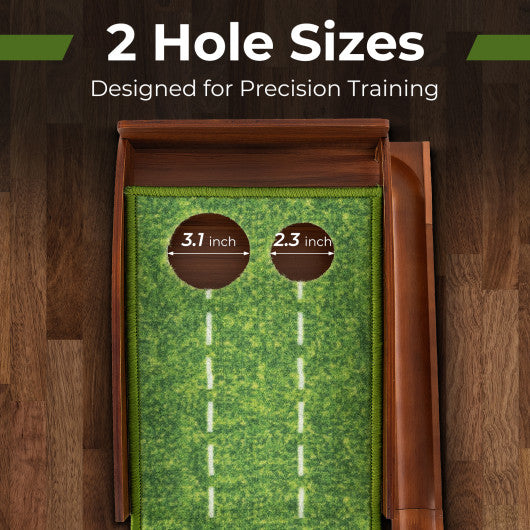 Golf Putting Mat Practice Training Aid with Auto Ball Return and 2 Hole Sizes