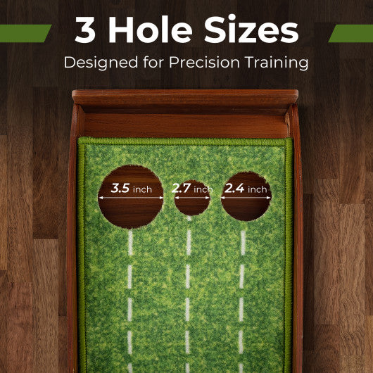 Golf Putting Mat Practice Training Aid with Auto Ball Return and 3 Hole Sizes