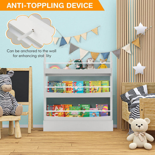 3-Tier Bookshelf with 2 Anti-Tipping Kits for Books and Magazines-Gray