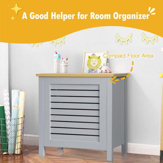 Wooden Kids Toy Storage Organizer with Lid-Gray