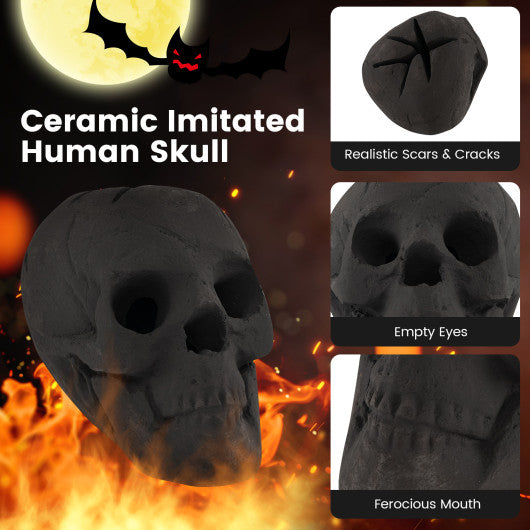 Halloween Fire Pit Skull Halloween Decoration-Black