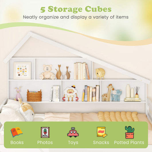 House-Shaped Full Size Daybed with Twin Size Trundle-White