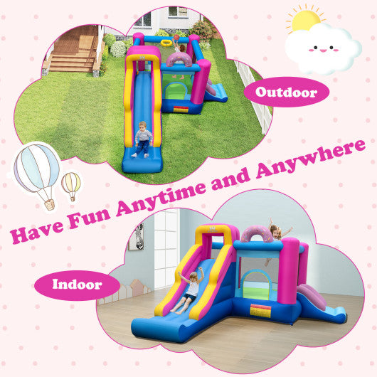 Inflatable Bounce House with Slides and Basketball Hoop (with 735W Blower)