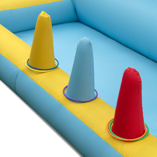 Inflatable Bounce House 7-in-1 Bouncy Castle with Slide and Tunnel with 550W Blower