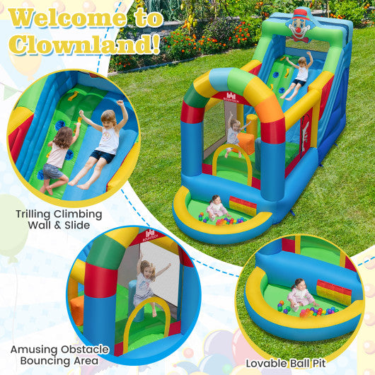 Inflatable Bounce House Obstacle Course with Ball Pit and Silde with 735W Blower