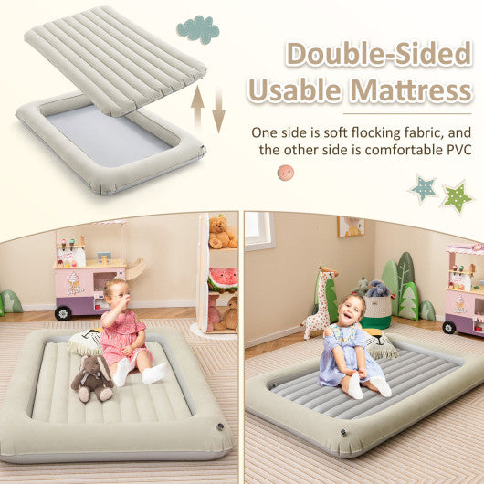 Inflatable Toddler Travel Bed with Electric Pump and Raised Bed Rails-Gray