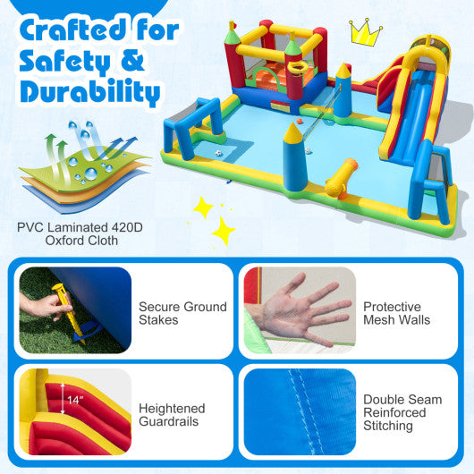 Inflatable Water Slide Bounce House 9-in-1 Jumping Castle with 735W Blower