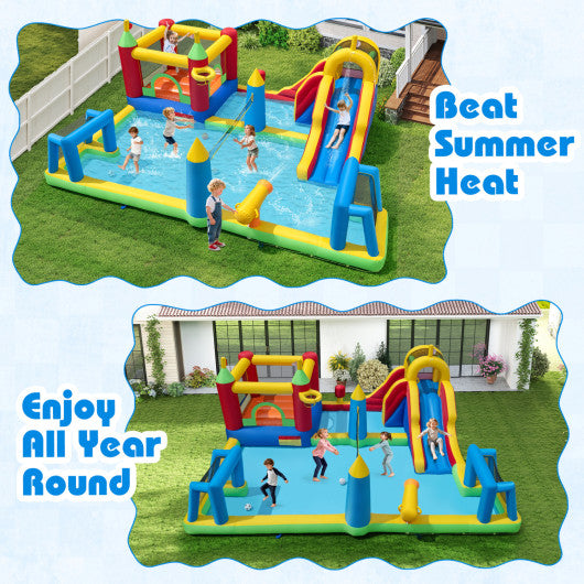 Inflatable Water Slide Bounce House 9-in-1 Jumping Castle with 750W Blower
