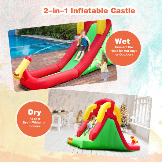 Inflatable Water Slide Bounce House with Climbing Wall and Jumper with 550W Blower