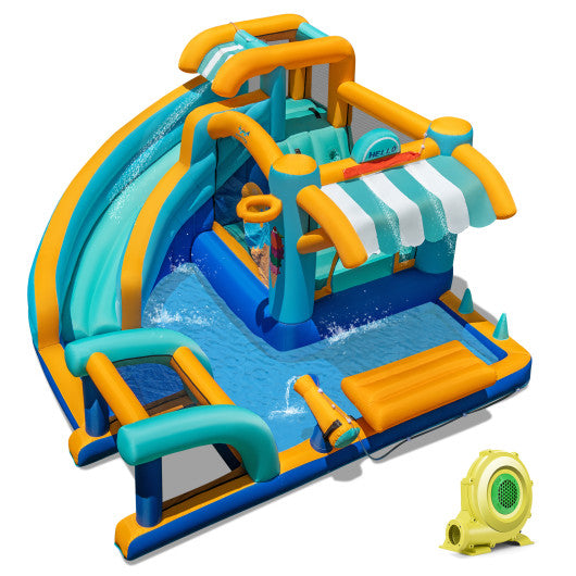 Inflatable Water Slide Bounce House Kids Jump Castle with 735W Blower