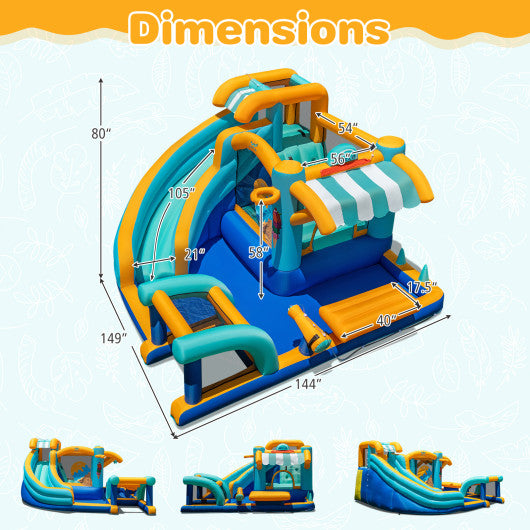 Inflatable Water Slide Bounce House Kids Jump Castle with 750W Blower