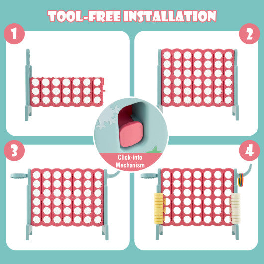 4-in-a-Row Connect Game with Basketball Hoop and Toss Ring-Blue