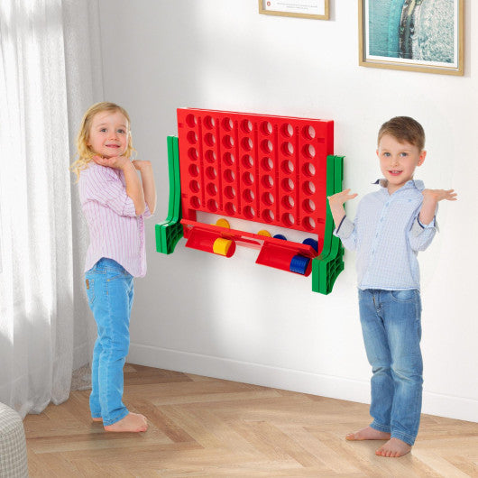 Jumbo 4-to-Score Connect Game Set with Carrying Bag and 42 Coins-Green
