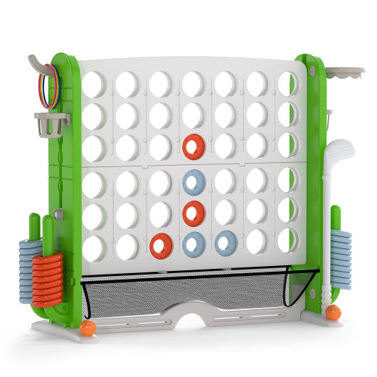Jumbo 4-to-Score Game with Ring-toss and Basketball Hoop-Green