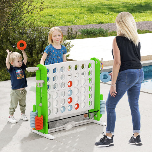 Jumbo 4-to-Score Game with Ring-toss and Basketball Hoop-Green