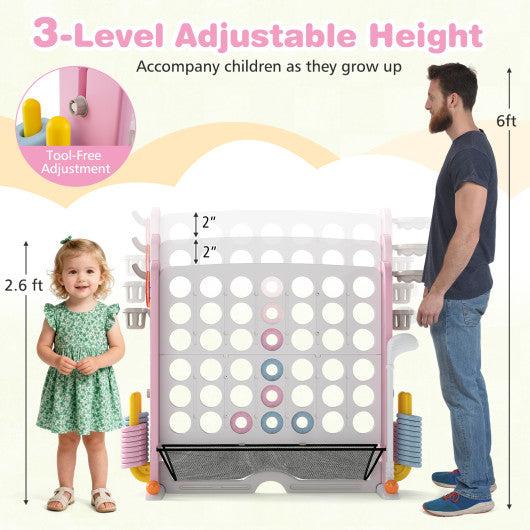 Jumbo 4-to-Score Game with Ring-toss and Basketball Hoop-Pink