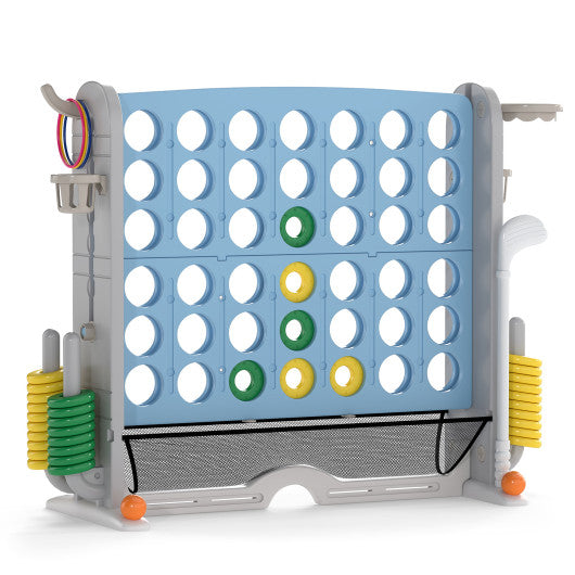 Jumbo 4-to-Score Game with Ring-toss and Basketball Hoop-Light Blue