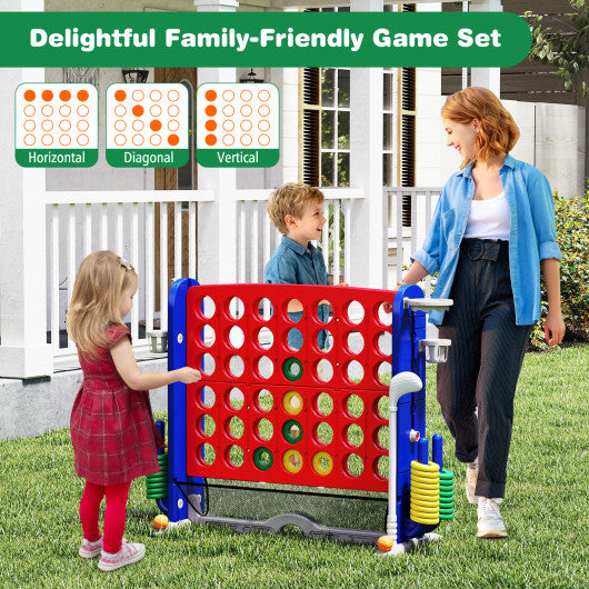 Jumbo 4-to-Score Game with Ring-toss and Basketball Hoop-Red