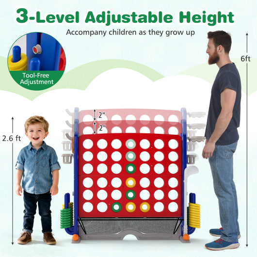 Jumbo 4-to-Score Game with Ring-toss and Basketball Hoop-Red