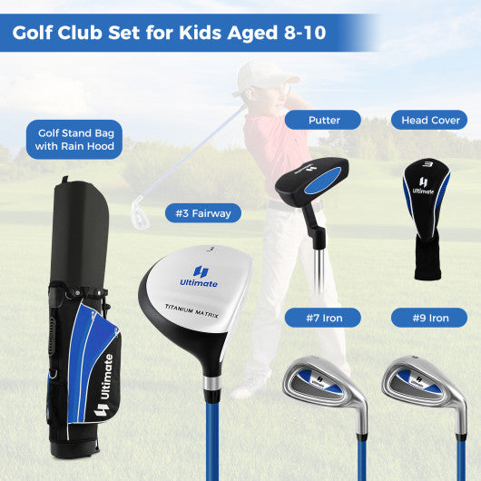 Junior Complete Golf Club Set For Age 8 to 10-Blue