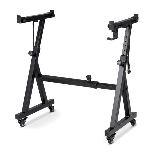 Keyboard Stand Adjustable Fits 49 54 61 88 Keys Electric Pianos-Black