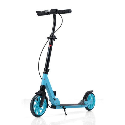 Kick Scooter for Kids Teens Adults Age 8+ Foldable Scooter with Large Light-up Wheels-Blue