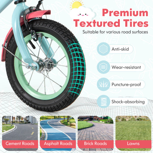 Kids Bike with Adjustable Handlebar and Saddle Blue-12 Inches