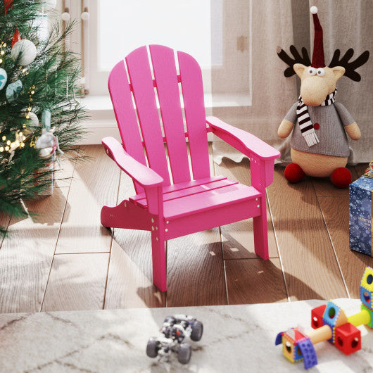 All-Weather HIPS Kid's Adirondack Chair with with High Backrest and Armrests-Pink