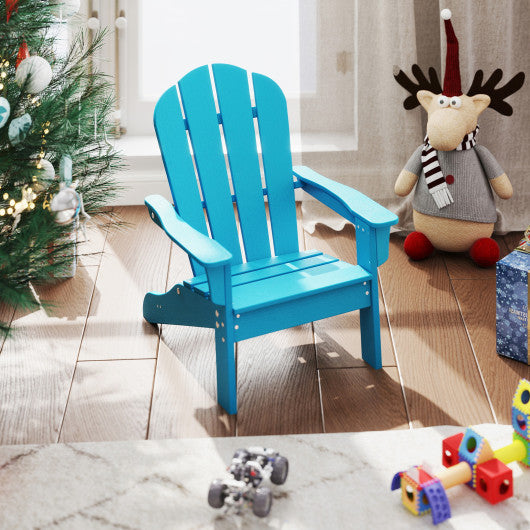 All-Weather HIPS Kid's Adirondack Chair with with High Backrest and Armrests-Turquoise