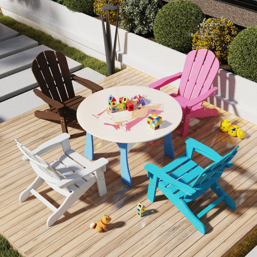 All-Weather HDPE Kid's Adirondack Chair with with High Backrest and Armrests-Turquoise