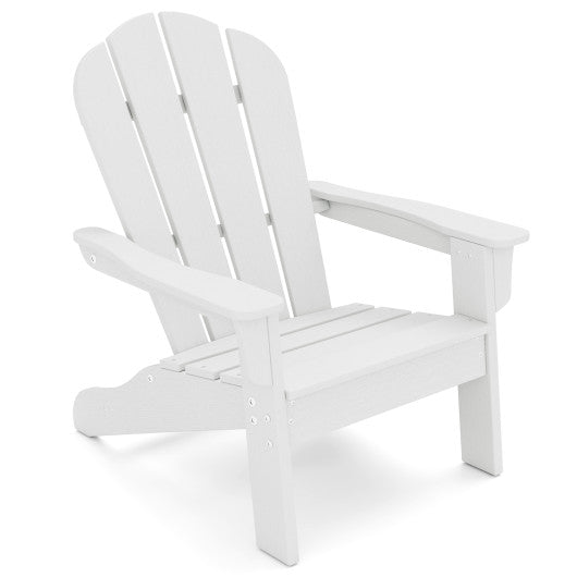 All-Weather HDPE Kid's Adirondack Chair with with High Backrest and Armrests-White
