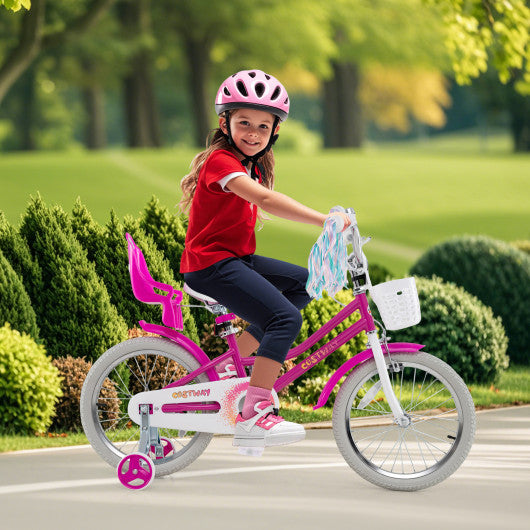 Kids Bike 18 Inch with Training Wheels and 2 Brake System for 4-8 Years Old