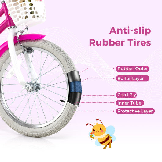 Kids Bike 18 Inch with Training Wheels and 2 Brake System for 4-8 Years Old