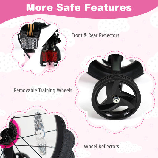 Kids Bike for 3-7 Years Old Boys and Girls 12/14/16-Inch Children Bicycle-Pink 12 Inch