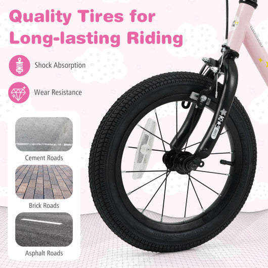 Kids Bike for 3-7 Years Old Boys and Girls 12/14/16-Inch Children Bicycle-Pink 14 Inch