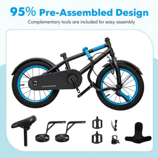 Kids Bike with Adjustable Handlebar and Saddle Black-14 inches