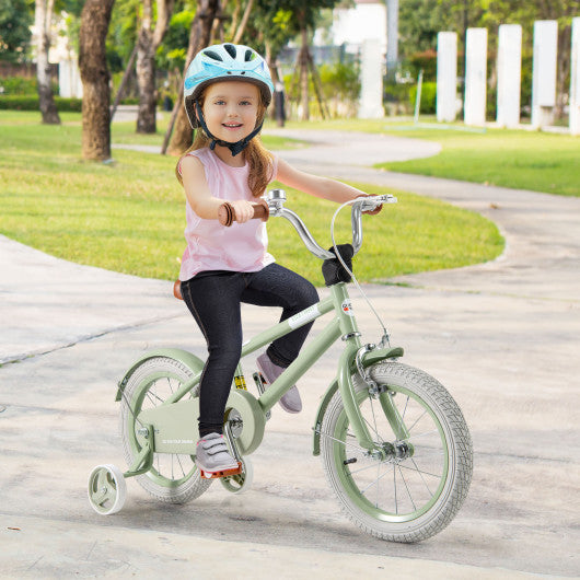 Kids Bike with Adjustable Handlebar and Saddle Green-14 Inches