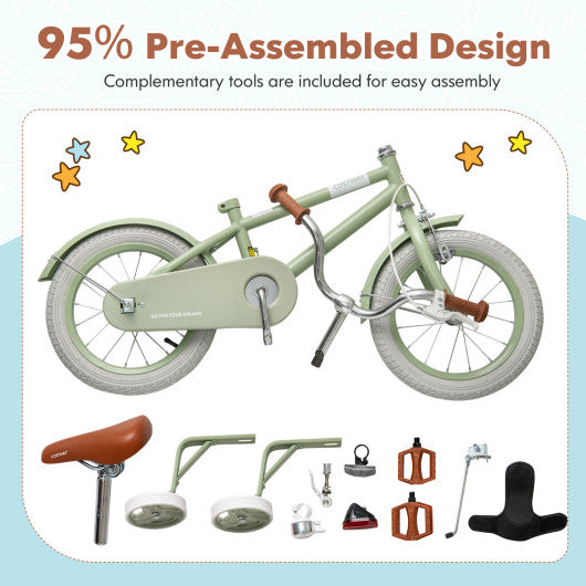 Kids Bike with Adjustable Handlebar and Saddle Green-18 Inches