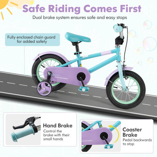Kids Bike with Adjustable Handlebar and Saddle Purple-12 Inches