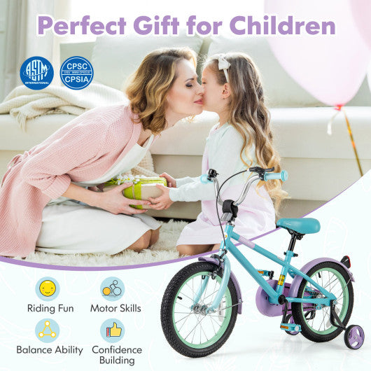 Kids Bike with Adjustable Handlebar and Saddle Purple-16 Inches