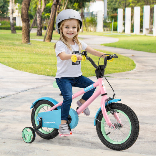 Kids Bike with Adjustable Handlebar and Saddle Pink-12 Inches