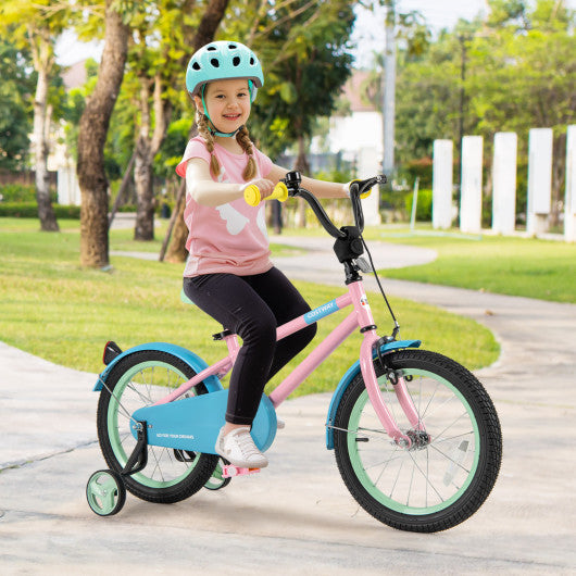 Kids Bike with Adjustable Handlebar and Saddle Pink-16 Inches