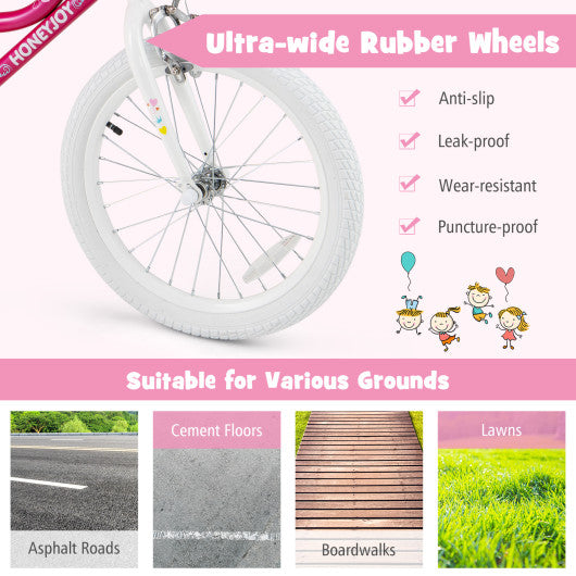 Kids Bicycle 18 Inch Toddler and Kids Bike with Training Wheels for 6-8 Year Old Kids-Pink