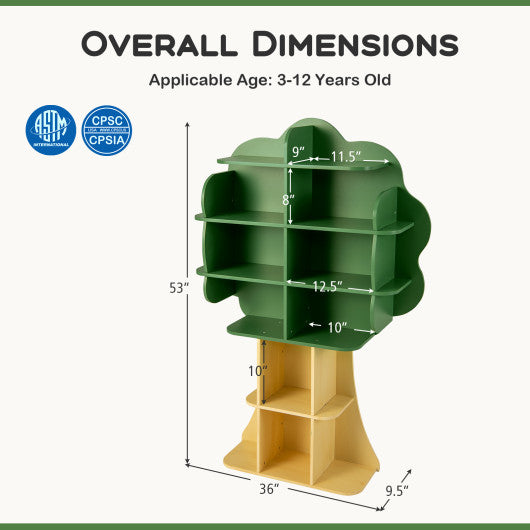 Green Kids Bookcase Shelf Toy Storage Organizer with Open Storage Shelves