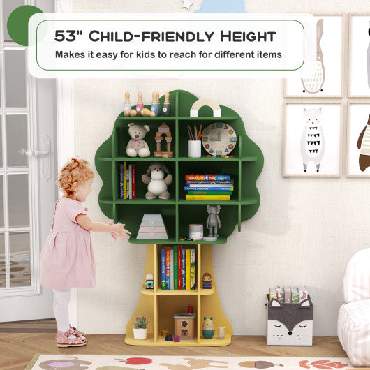 Green Kids Bookcase Shelf Toy Storage Organizer with Open Storage Shelves
