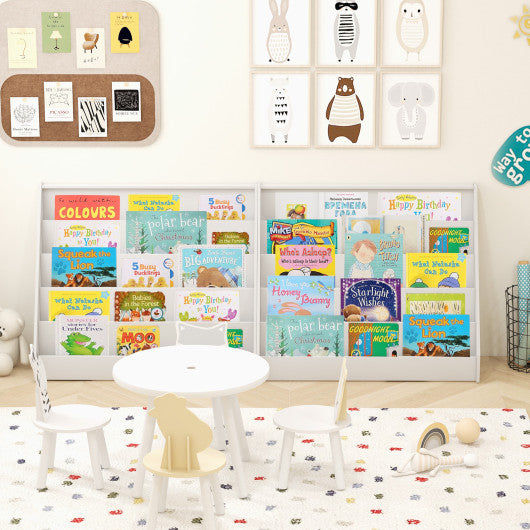 5-Tier Kids Bookshelf with Deep Compartments and Stable Baby Book Case-White