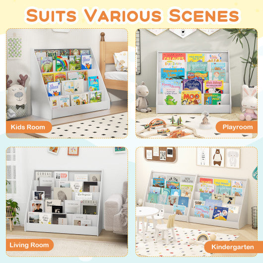 5-Tier Kids Bookshelf with Deep Compartments and Stable Baby Book Case-White