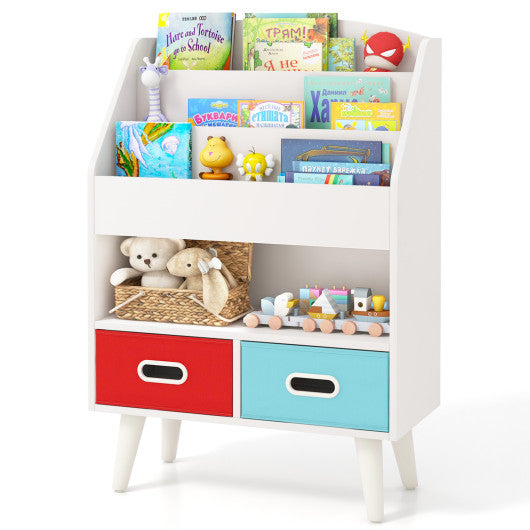 Kids Bookshelf with Open Compartment for Toddlers 3+ Years Old-White